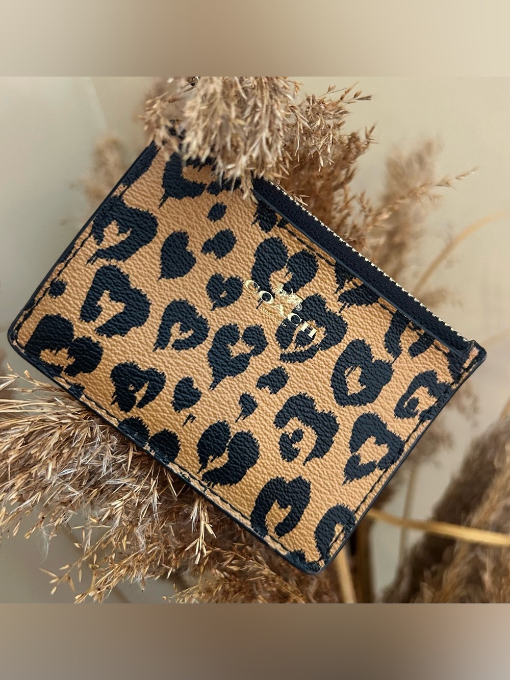Coach Leopard-Print Zip Card/Coin Case